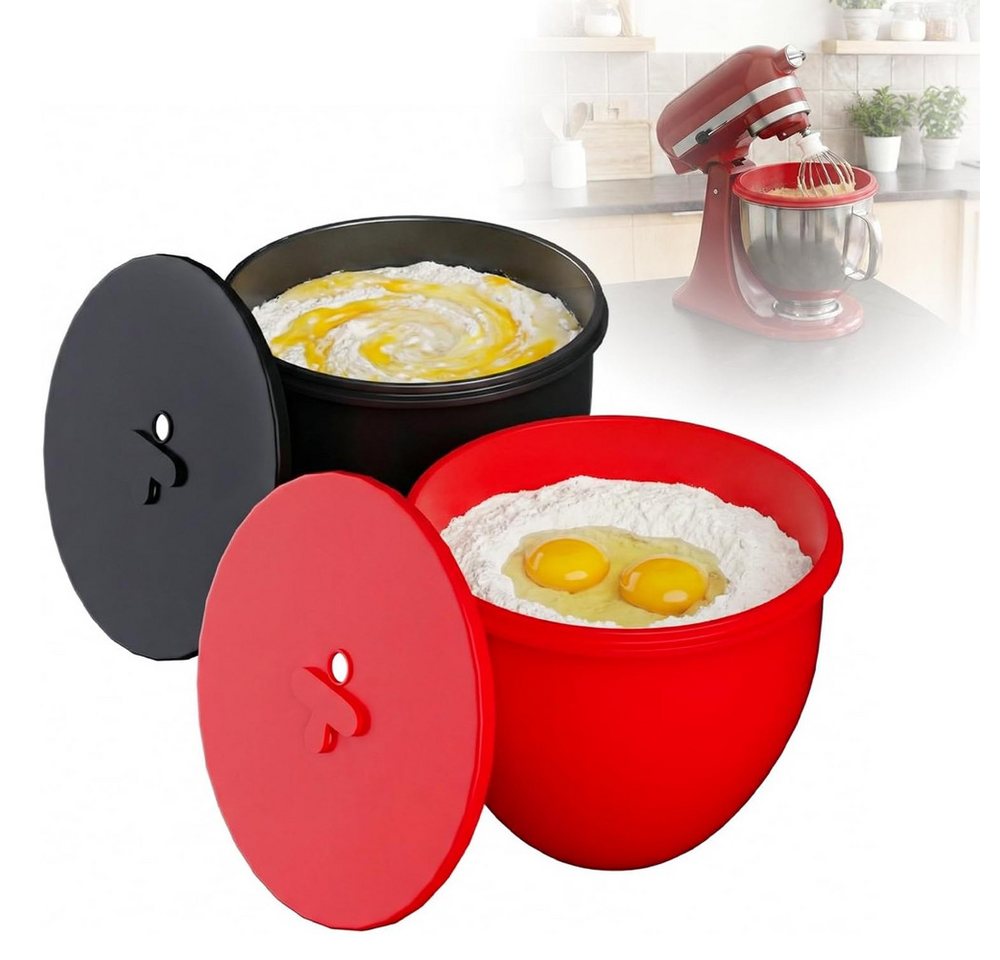 TUWENA Küchenmaschinenschüssel 2 Stück Silikoneinsatz mit Deckel-kompatibel mit KitchenAid 5Qt (4,8L), (2-tlg), Lebensmittelecht Schüssel-Einsatz, Kalt-Warm, Spülmaschinengeeignet Bild 4