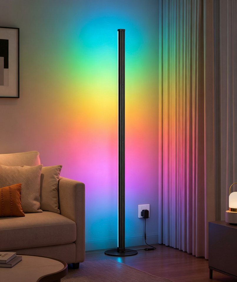 VASAGLE Stehlampe LED Wohnzimmer, Lampe Schlafzimmer, 18 x 18 x 139,4 cm, RGB, Moderne Deko Lampe mit App-Steuerung und Musik-Sync Bild 4