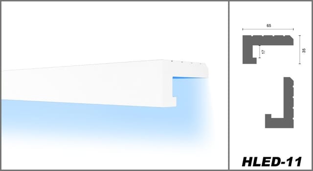 HEXIMO Eckprofil (LED-Schattenfugenprofil Stuckleisten, indirekte Beleuchtung XPS-Styropor-Trockenbau-Deckenbeleuchtung Stuckleisten-Decke (20,4 Meter HLED 11)