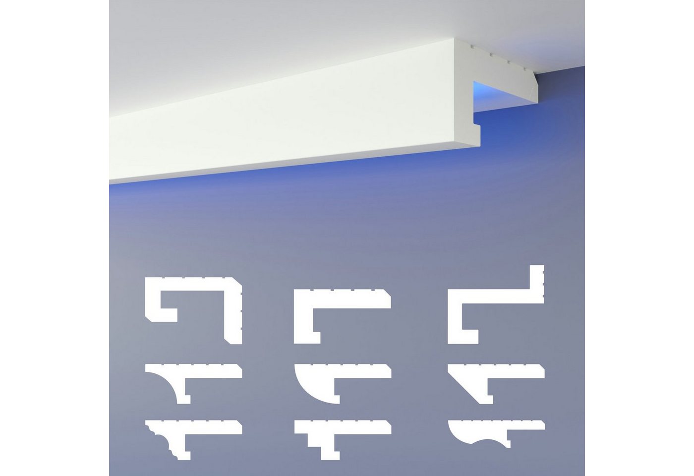 HEXIMO Eckprofil (LED-Schattenfugenprofil Stuckleisten, indirekte Beleuchtung XPS-Styropor-Trockenbau-Deckenbeleuchtung Stuckleisten-Decke (20,4 Meter HLED 11) Bild 4