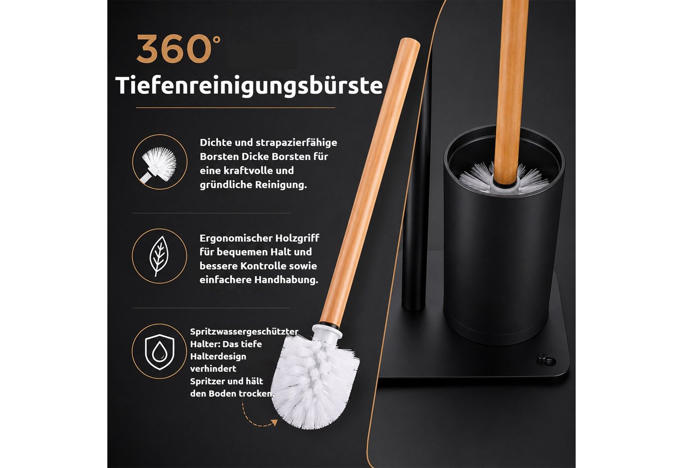 BlingBin Toilettenpapierhalter Stehender Toilettenpapierhalter aus Edelstahl mit oberer Ablage (1er Set, 1-St., 15 × 26 × 62 cm), Platz für 4 Ersatzrollen, ohne Bohren für Badezimmer und WC Bild 4