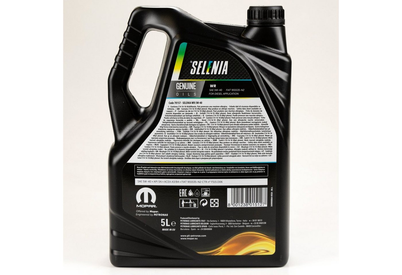Petronas Motoröl Petronas Selenia WR 5W40 5L 5 Liter, (1-tlg), Für Fahrzeuge mit JTD Multijet+/-Dieselpartikel Bild 3