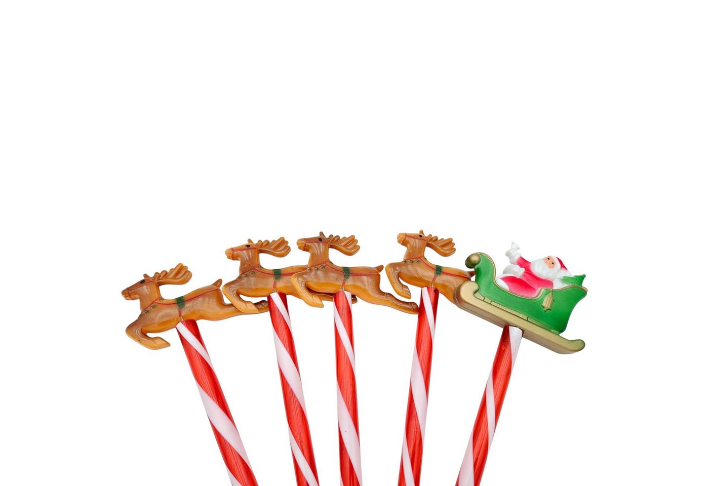 Meinposten Gartenstecker Weihnachtsschlitten Weihnachtsmann Zuckerstangen Rentier Batterie