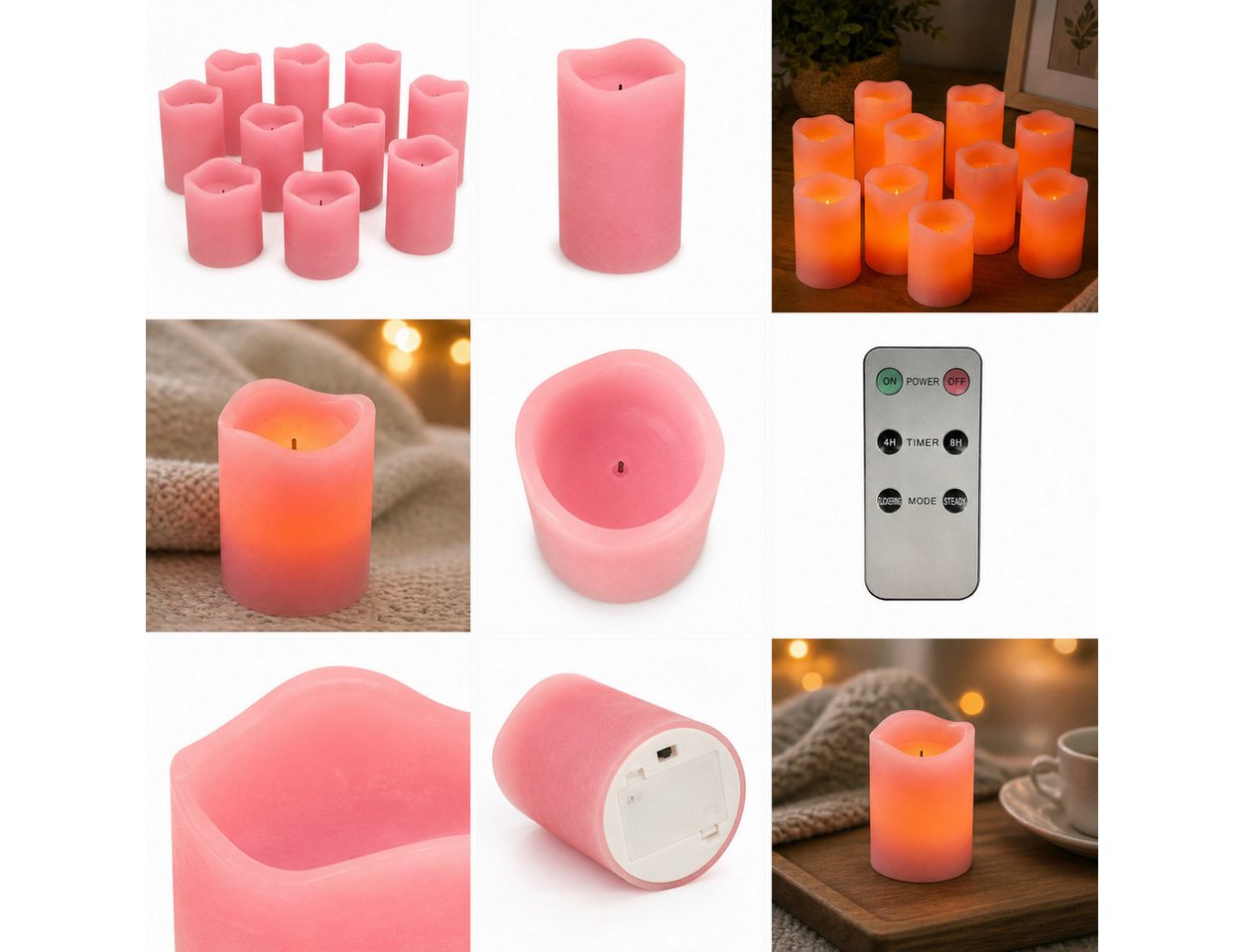 HSE24 LED-Kerze LED Kerzen Set 10er Stumpenkerzen mit Fernbedienung Timer warmweiß, Warmweiß, Flackerlicht Timer Fernbedienung warmweiß realistische Optik Bild 2