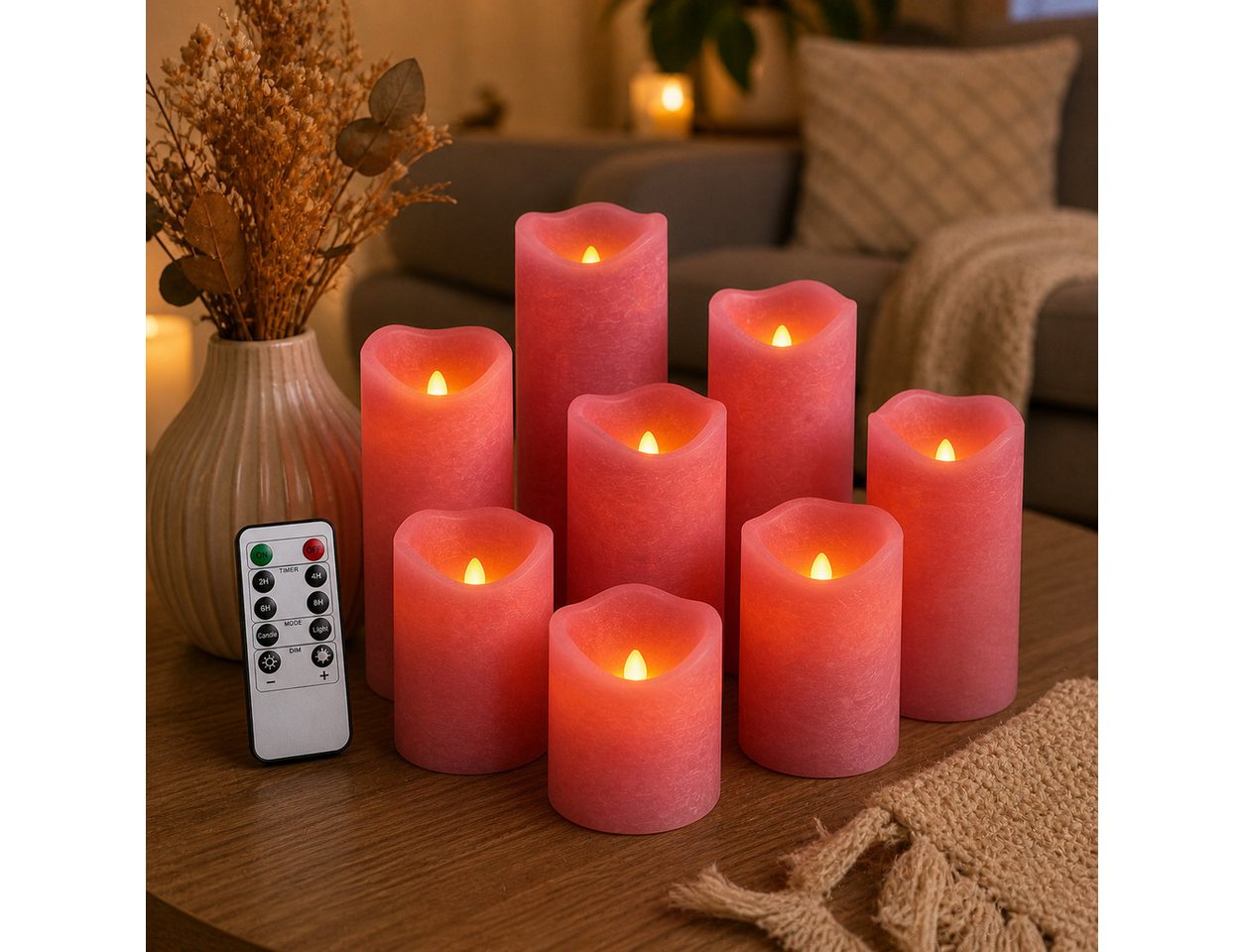 HSE24 LED-Kerze LED Kerzen Set 10er Stumpenkerzen mit Fernbedienung Timer warmweiß, Warmweiß, Flackerlicht Timer Fernbedienung warmweiß realistische Optik Bild 5