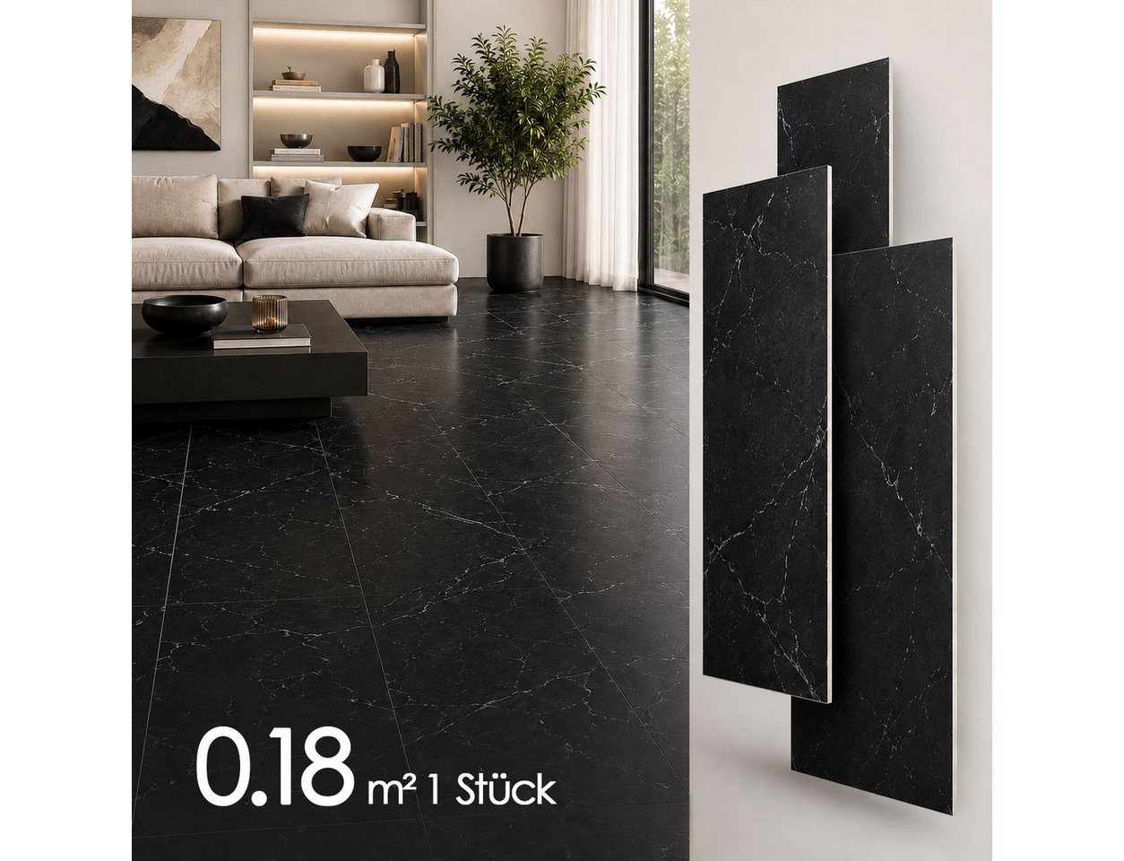 NoblesBox Designboden SPC Klick-Vinylboden 4 mm, 60 x 30 cm, Fliesen- und Steinoptik, wasserfest, antistatisch, pflegeleicht, kleberfrei, für Badezimmer Bild 5