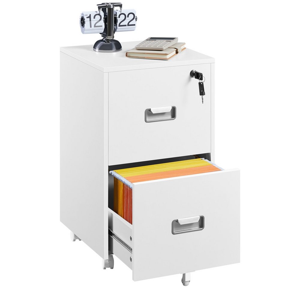 Yaheetech Rollcontainer, Mobiler Aktenschrank mit 2 Schubladen, Hängeregistratur Bild 5