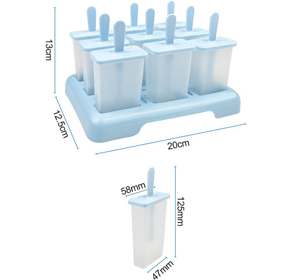 Coonoor Eisform 9 Eisförmchen wiederverwendbar Formen Eiscreme DIY Ideen Eis am Stiel, für Kinder und Erwachsene Stieleisformen Bild 4