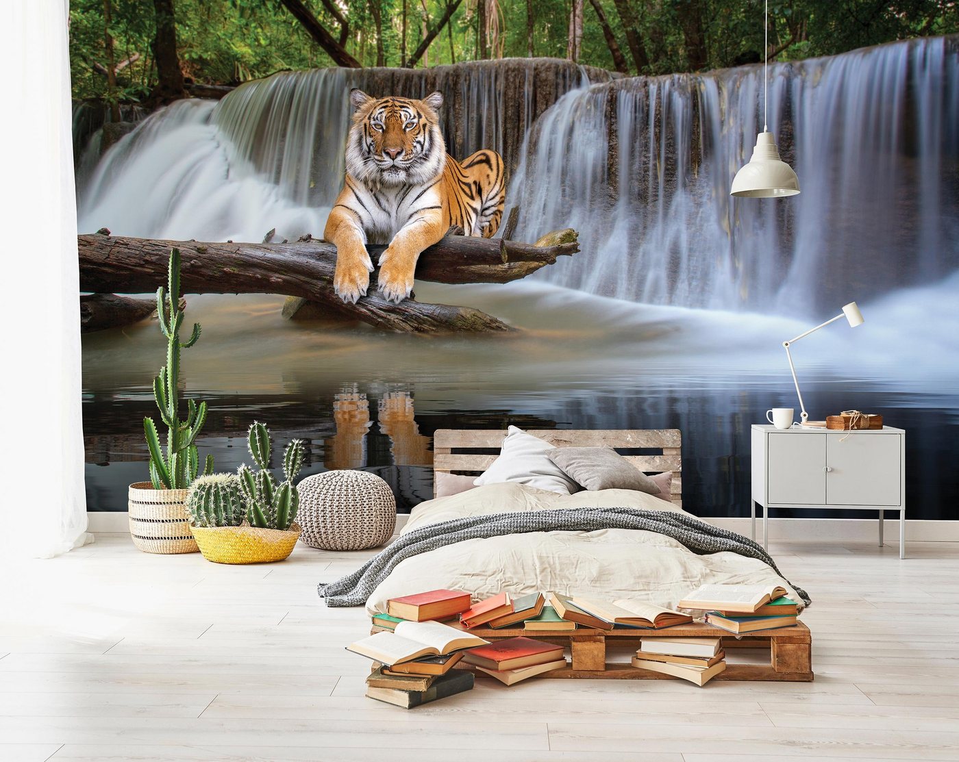 Wallarena Fototapete Wasserfall - Mehrfarbig - Modern - Vlies - Schlafzimmer, glatt, 104x70cm