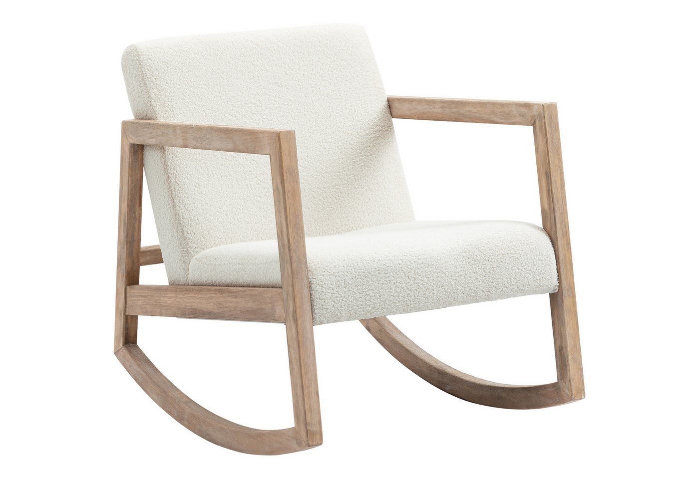furnicato Schaukelstuhl Holzrahmen gepolstert 60x81x71 cm Cremeweiß (1 St)