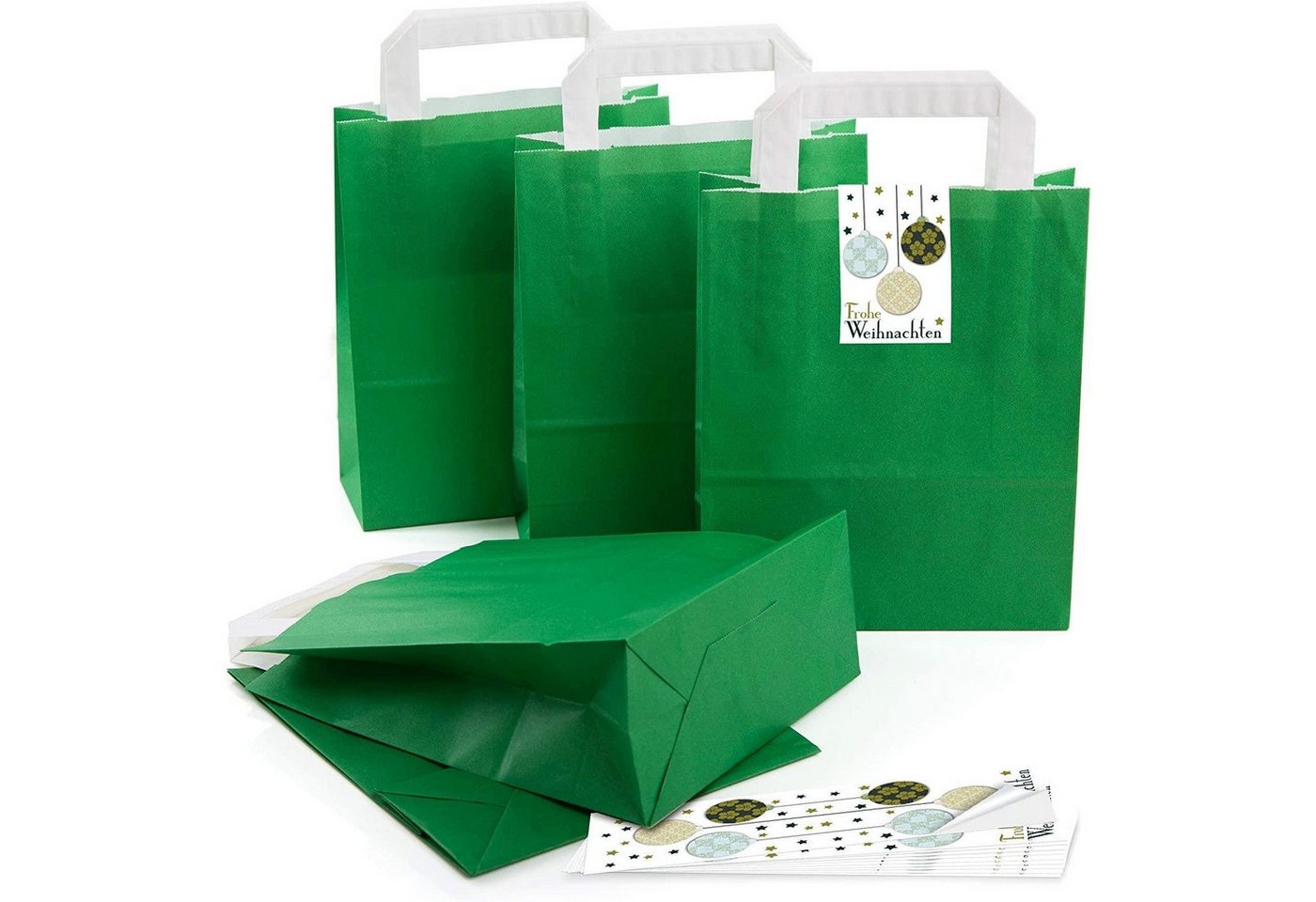 Logbuch-Verlag Aufkleber 5 kleine dunkel-grün Papier-Tüte Geschenk-Tütchen mit Henkel Boden 18 Bild 2