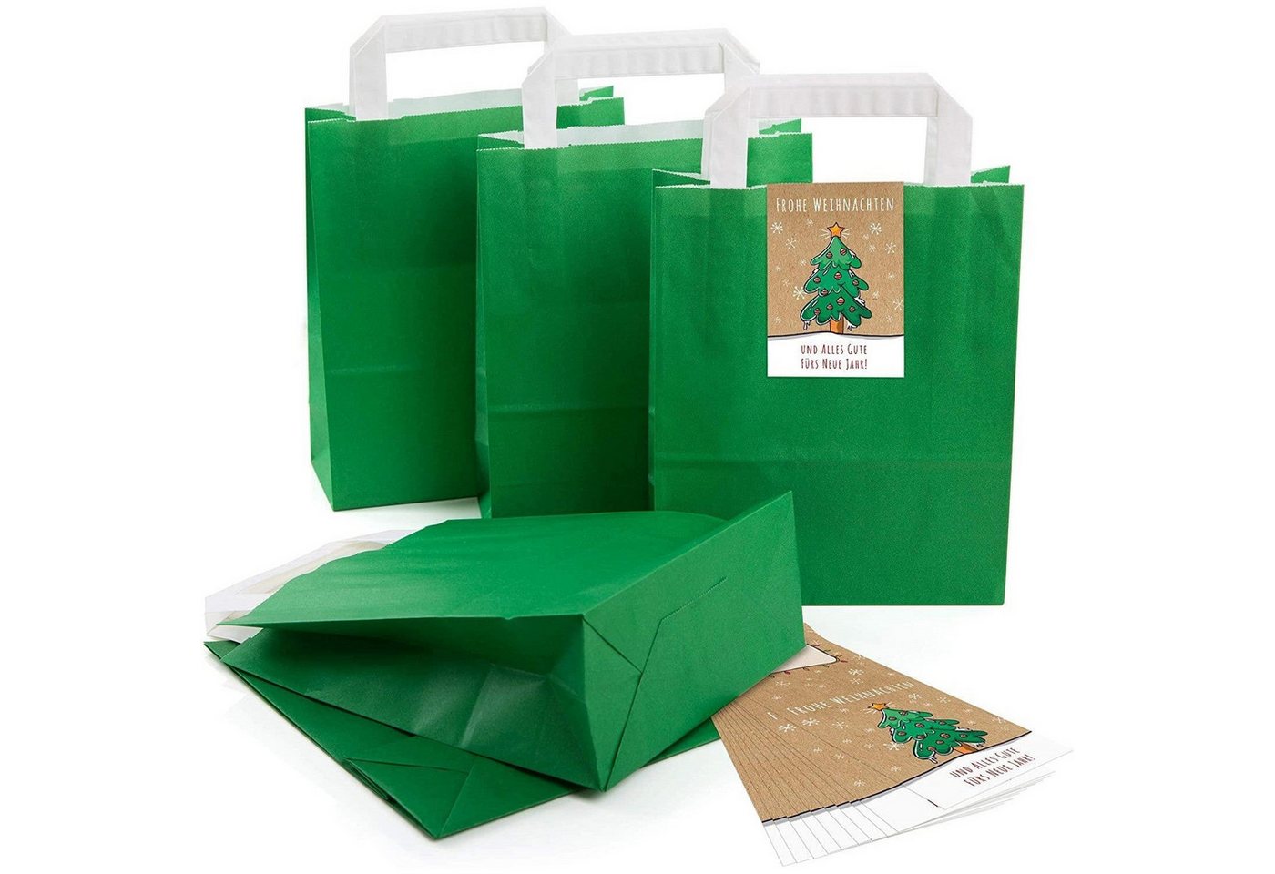 Logbuch-Verlag Aufkleber 5 kleine dunkel-grün Papier-Tüte Geschenk-Tütchen mit Henkel Boden 18 Bild 3