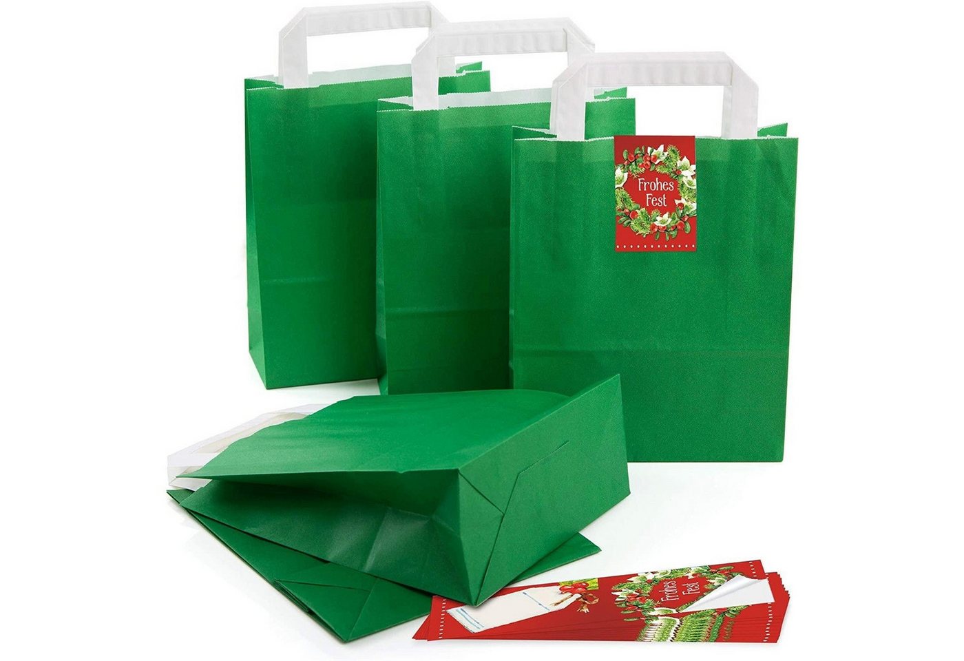 Logbuch-Verlag Aufkleber 5 kleine dunkel-grün Papier-Tüte Geschenk-Tütchen mit Henkel Boden 18 Bild 4
