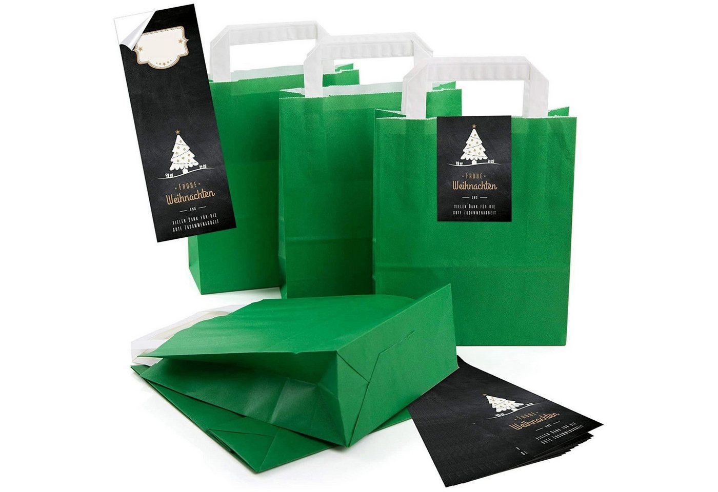 Logbuch-Verlag Aufkleber 5 kleine dunkel-grün Papier-Tüte Geschenk-Tütchen mit Henkel Boden 18 Bild 5