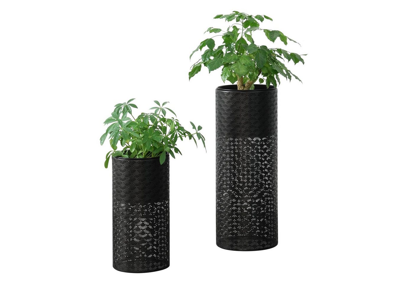 en.casa Blumenständer (2 St), Virton Blumenkübel 2er Set Schwarz