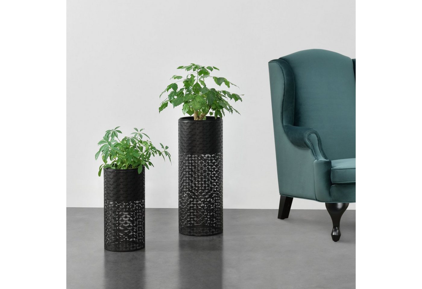 en.casa Blumenständer (2 St), Virton Blumenkübel 2er Set Schwarz Bild 5