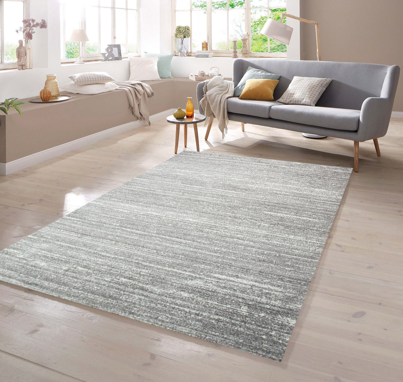 TeppichHome24 Teppich Designer Teppich Kurzflor Uni Design in Grau, rechteckig Bild 2