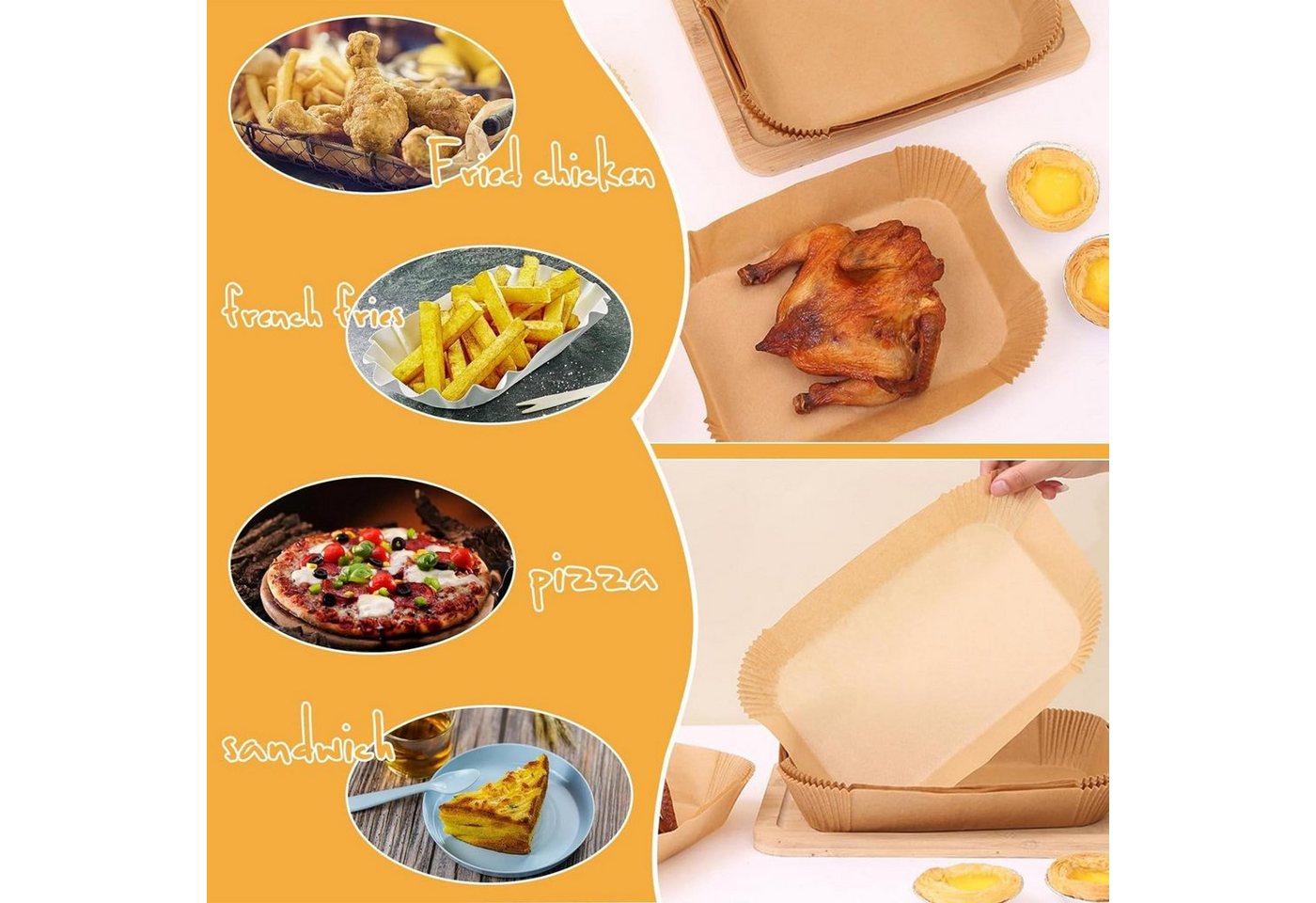 Coonoor Backpapier 100 Stück Backpapier Airfryer, Backpapier für Heißluftfritteuse Bild 2