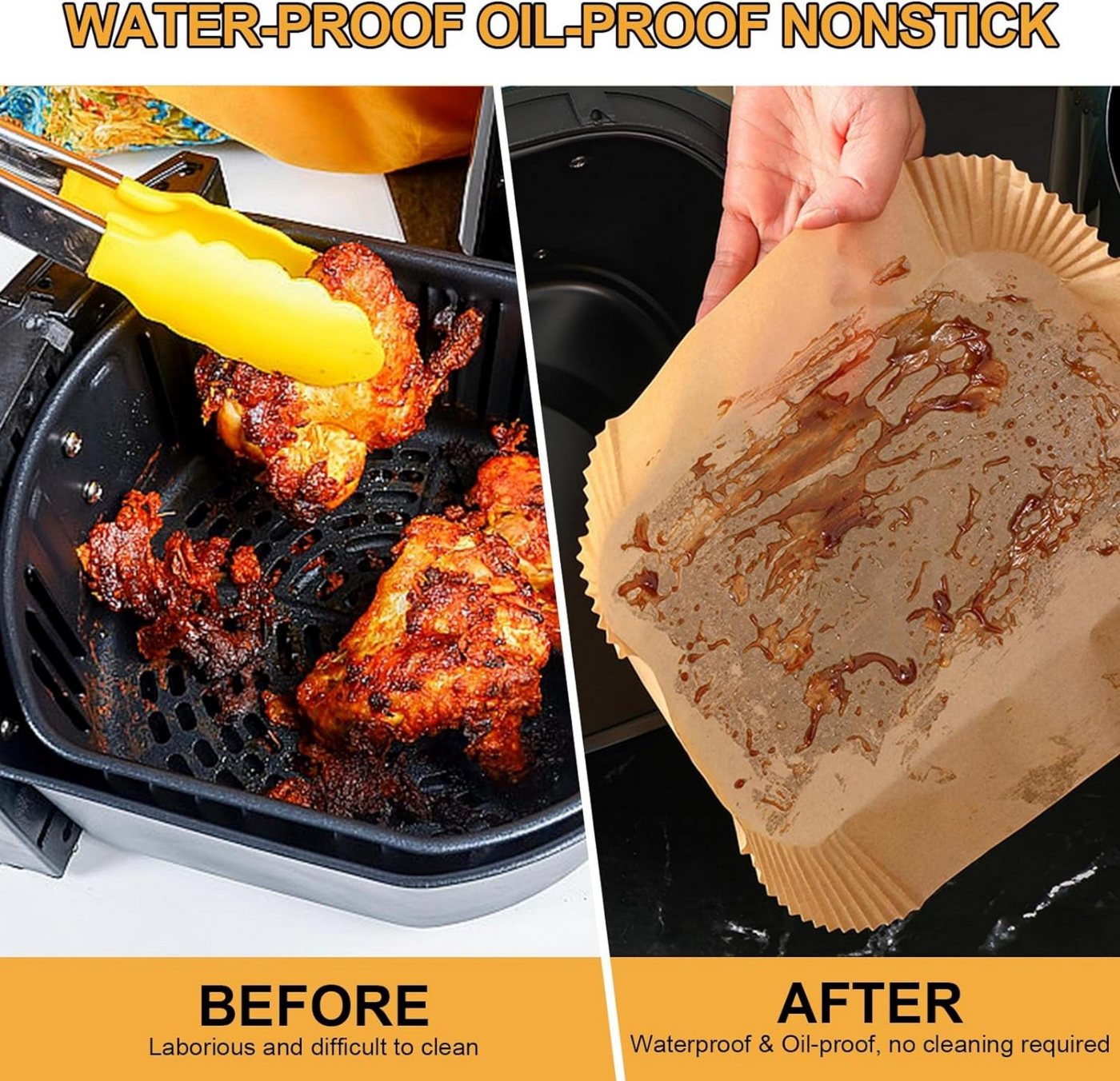 Coonoor Backpapier 100 Stück Backpapier Airfryer, Backpapier für Heißluftfritteuse Bild 5