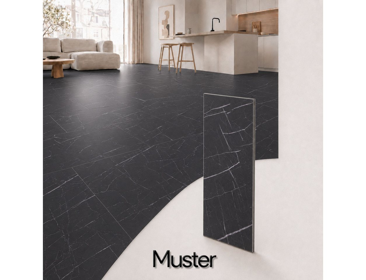 Berti Graf Designboden SPC Klick-Vinylboden 4 mm, 60 x 30 cm, wasserfest, antistatisch, pflegeleicht, kleberfrei, für Badezimmer