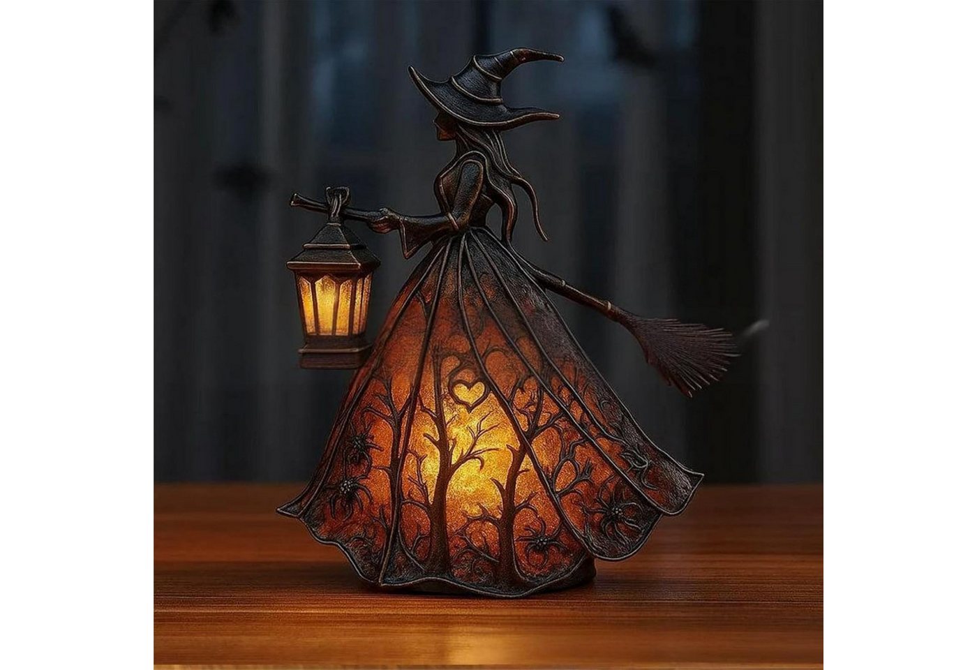 FELIXLEO Außen-Stehlampe Halloween Hexenlampe, gotische Hexenhut Nachtlampe, warmes Licht, Deko Bild 3
