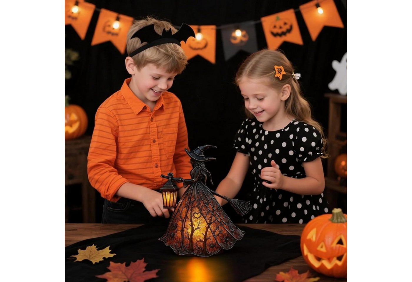 FELIXLEO Außen-Stehlampe Halloween Hexenlampe, gotische Hexenhut Nachtlampe, warmes Licht, Deko Bild 4