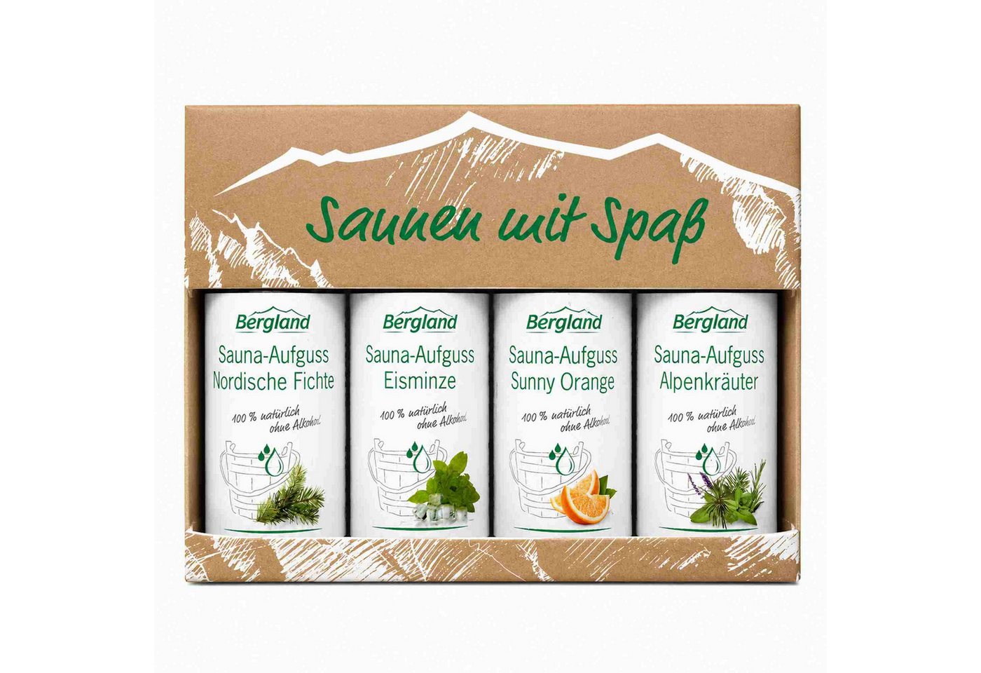 Bergland Sauna-Aufgussset SAUNEN mit Spaß 4 versch.Sorten Konzentrat Bild 2