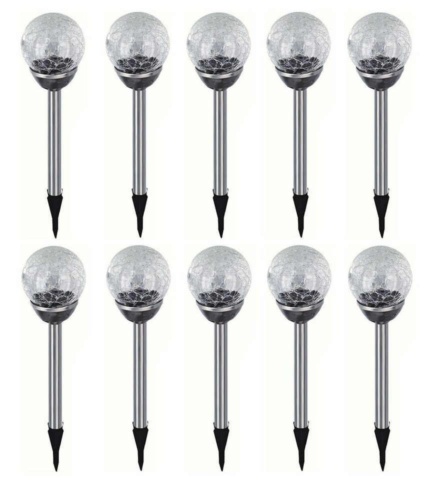 EAXUS LED Solarleuchte 10er Set Solar Gartenleuchte Kugel Leuchte Crackle-Licht Solarlampe, LED fest integriert, Farbwechsel, Farbwechsel Bild 2