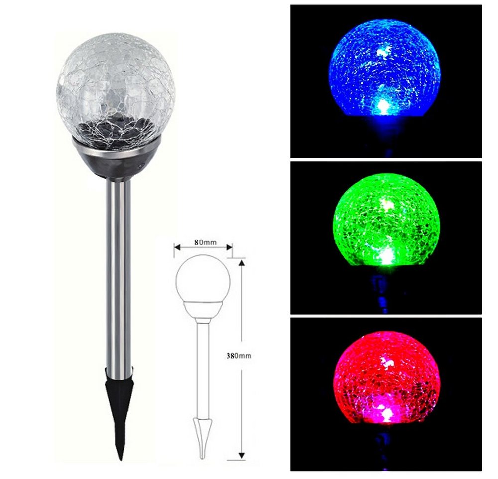 EAXUS LED Solarleuchte 10er Set Solar Gartenleuchte Kugel Leuchte Crackle-Licht Solarlampe, LED fest integriert, Farbwechsel, Farbwechsel Bild 4