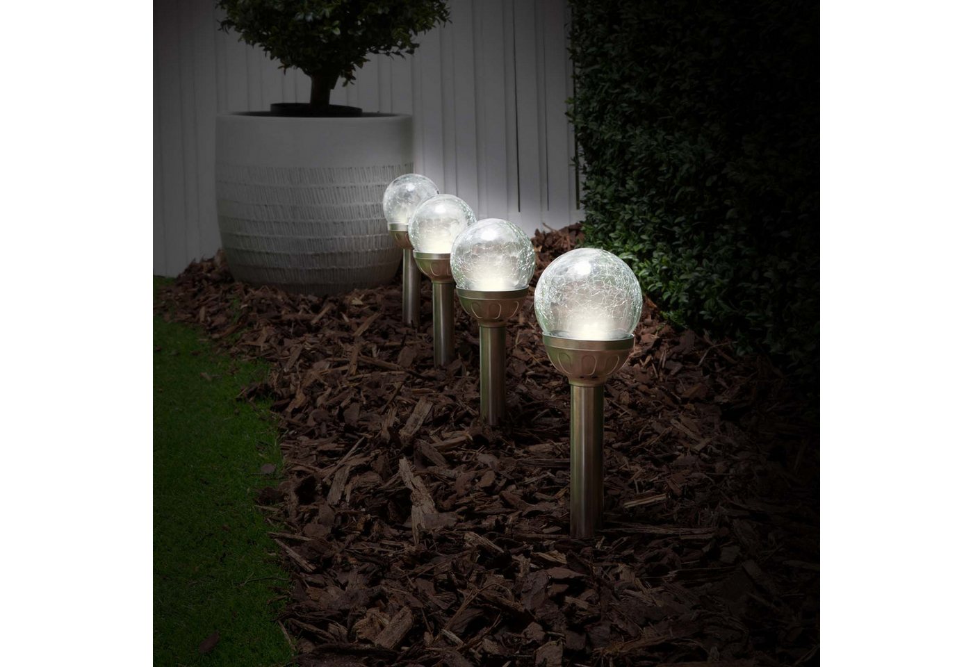 EAXUS LED Solarleuchte 10er Set Solar Gartenleuchte Kugel Leuchte Crackle-Licht Solarlampe, LED fest integriert, Farbwechsel, Farbwechsel Bild 5