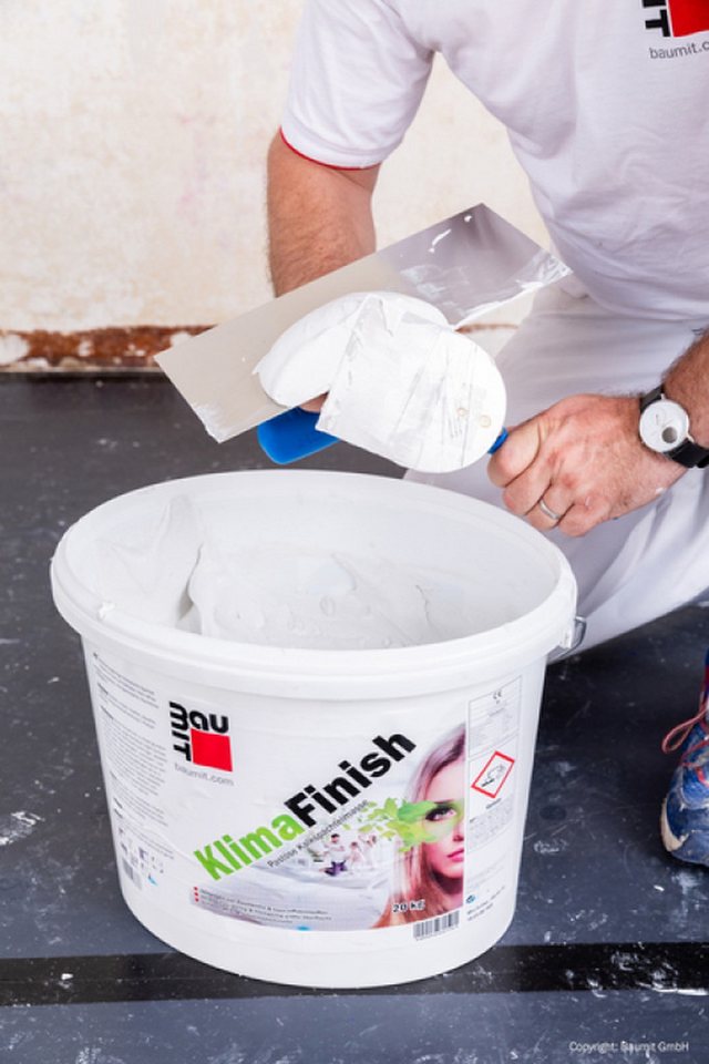 baumit Spachtelmasse Baumit KlimaFinish Spachtelmasse auf Kalkbasis weiß 20 kg, Pastös, naturweiß, Kalkspachtelmasse, Innenbereich Bild 5