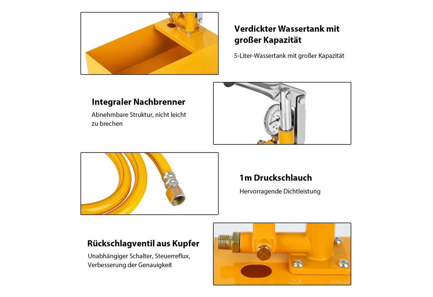 Youyijia Wasserpumpenzange Abdrückpumpe 5Liter Manuelle Prüfpumpe 25Bar Aluminiumguss Befüllpumpe