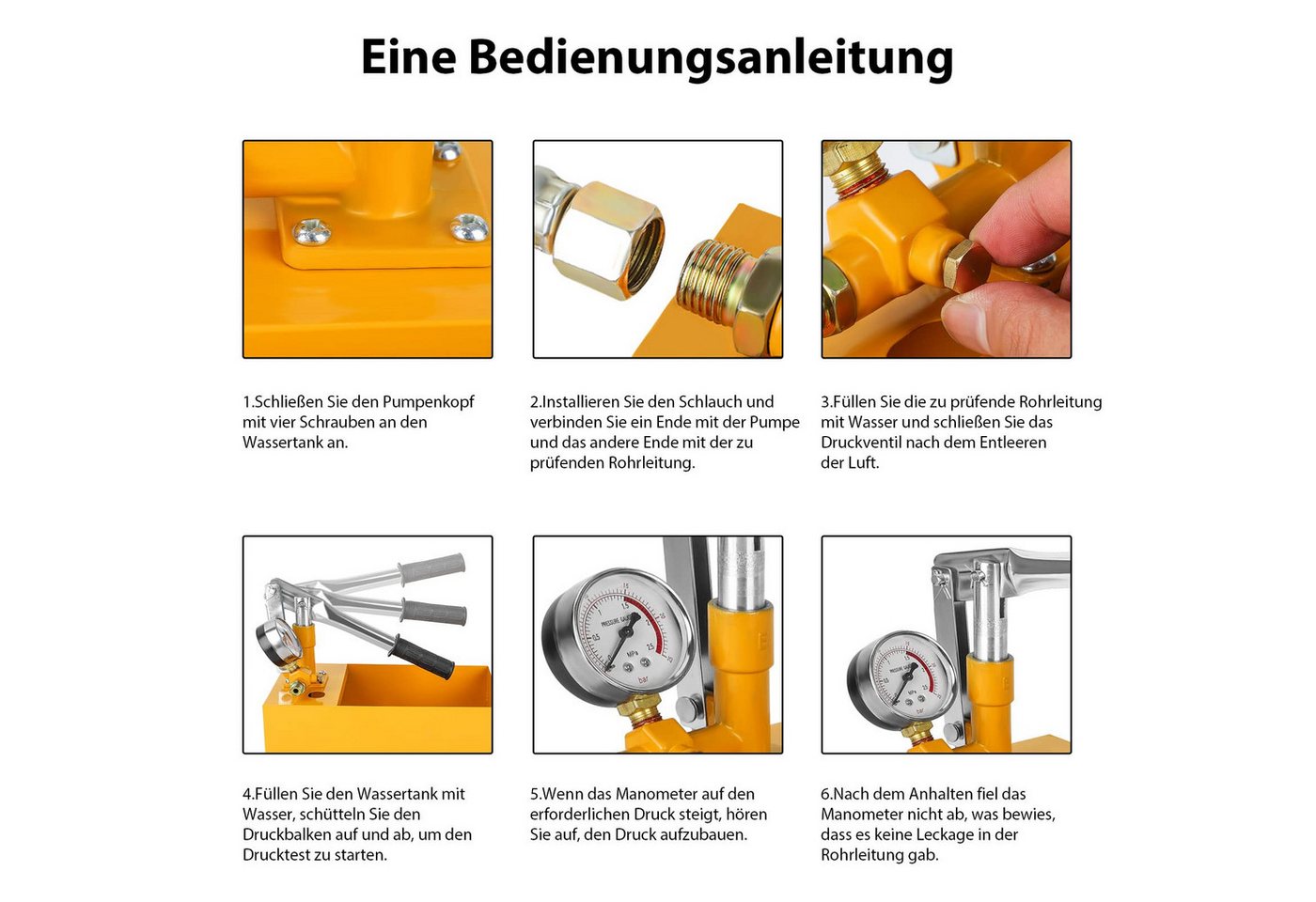 Youyijia Wasserpumpenzange Abdrückpumpe 5Liter Manuelle Prüfpumpe 25Bar Aluminiumguss Befüllpumpe Bild 3