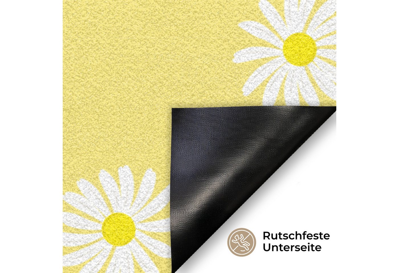 MuchoWow Fußmatte Gänseblümchen - Pastell - Weiß - Gelb - Blumen, Rechteckig, innen Schmutzfangmatte, Tür, Schmutzfänger Flur, Teppich 60x40 cm Bild 3