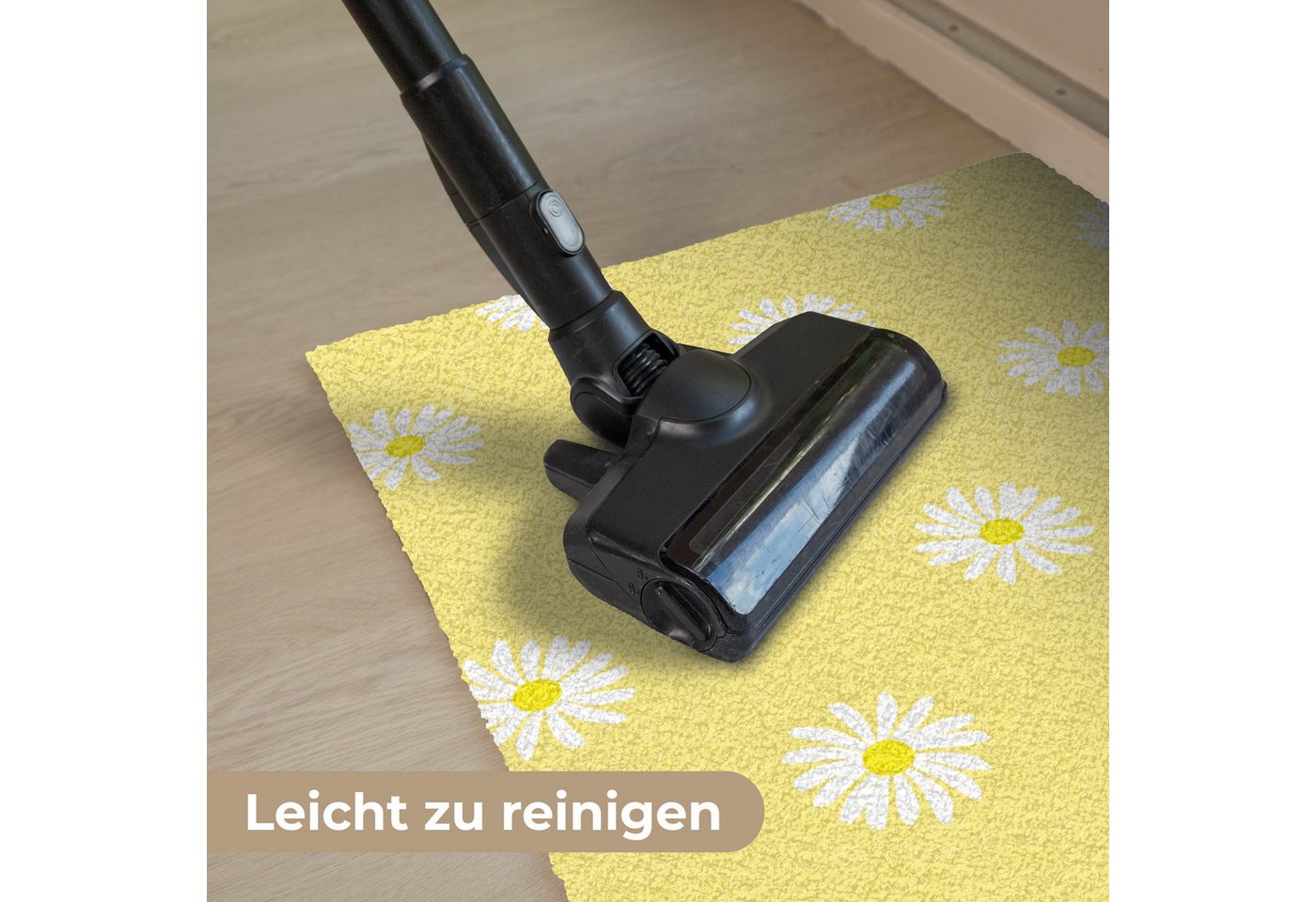 MuchoWow Fußmatte Gänseblümchen - Pastell - Weiß - Gelb - Blumen, Rechteckig, innen Schmutzfangmatte, Tür, Schmutzfänger Flur, Teppich 60x40 cm Bild 5