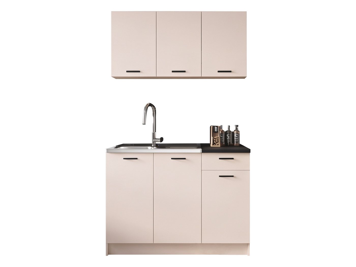 MIRJAN24 Küchenzeile Eco 120, (Hängeschränk, Spülbeckenschrank), Breite: 120 cm, Schwarze Griffe Bild 3