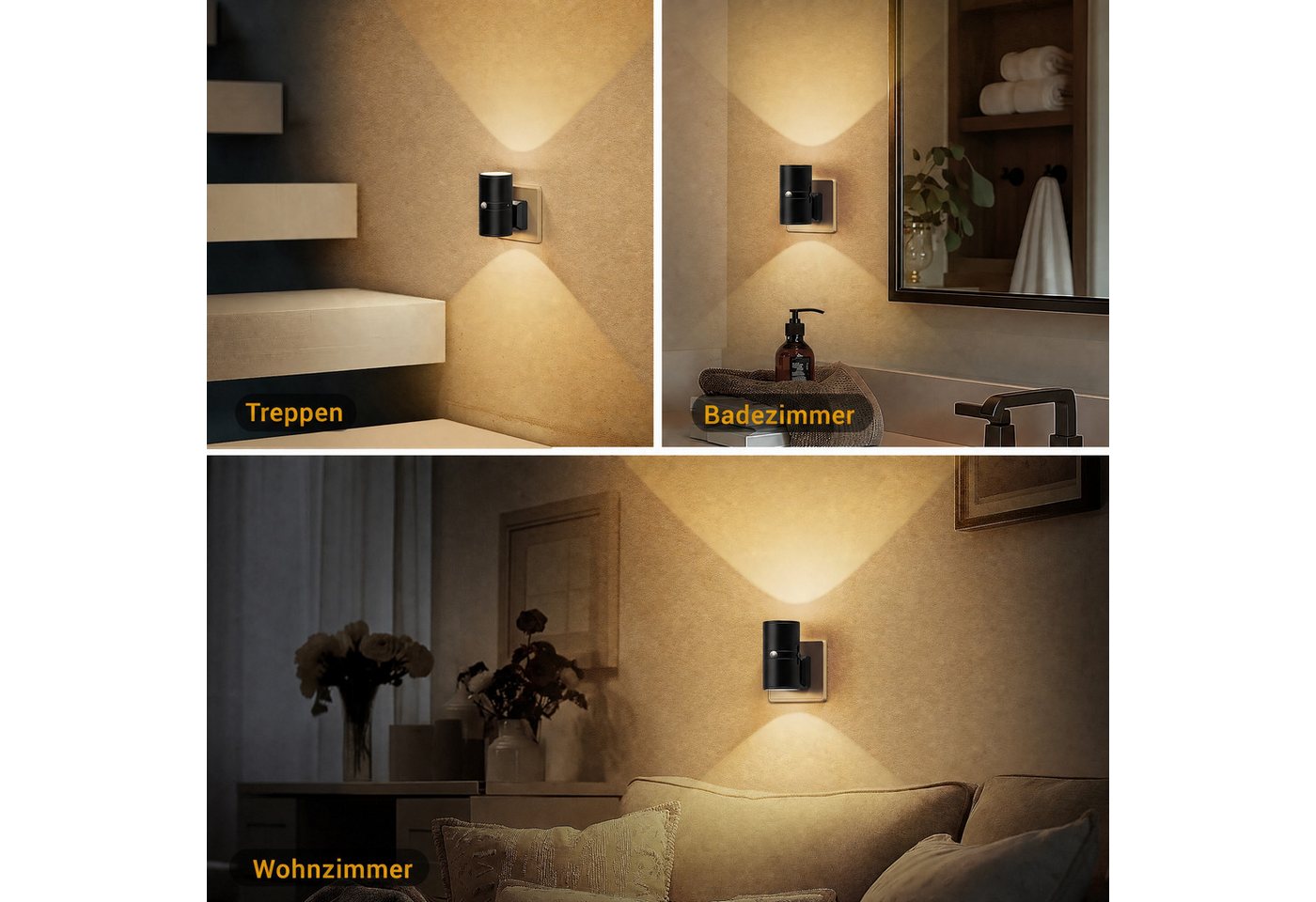LOHAS-LED Nachtlicht 2er Set LED Nachtlicht mit Bewegungsmelder, Steckdose Warmweiß 3000K, LED fest integriert, Warmweiß 3000K, Bewegungsmelder 120° Stufenlos dimmbar 0-100LM Augenschonendes Bild 2