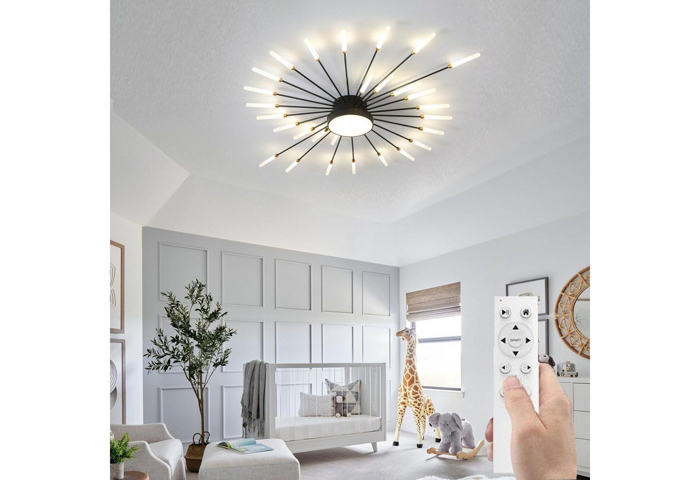 RRBEST Deckenleuchte Modern Deckenleuchte mit Fernsteuerung, LED Deckenleuchte Dimmbar, Wohnzimmerlampe, Schlafzimmerlampe. schwarz Bild 4