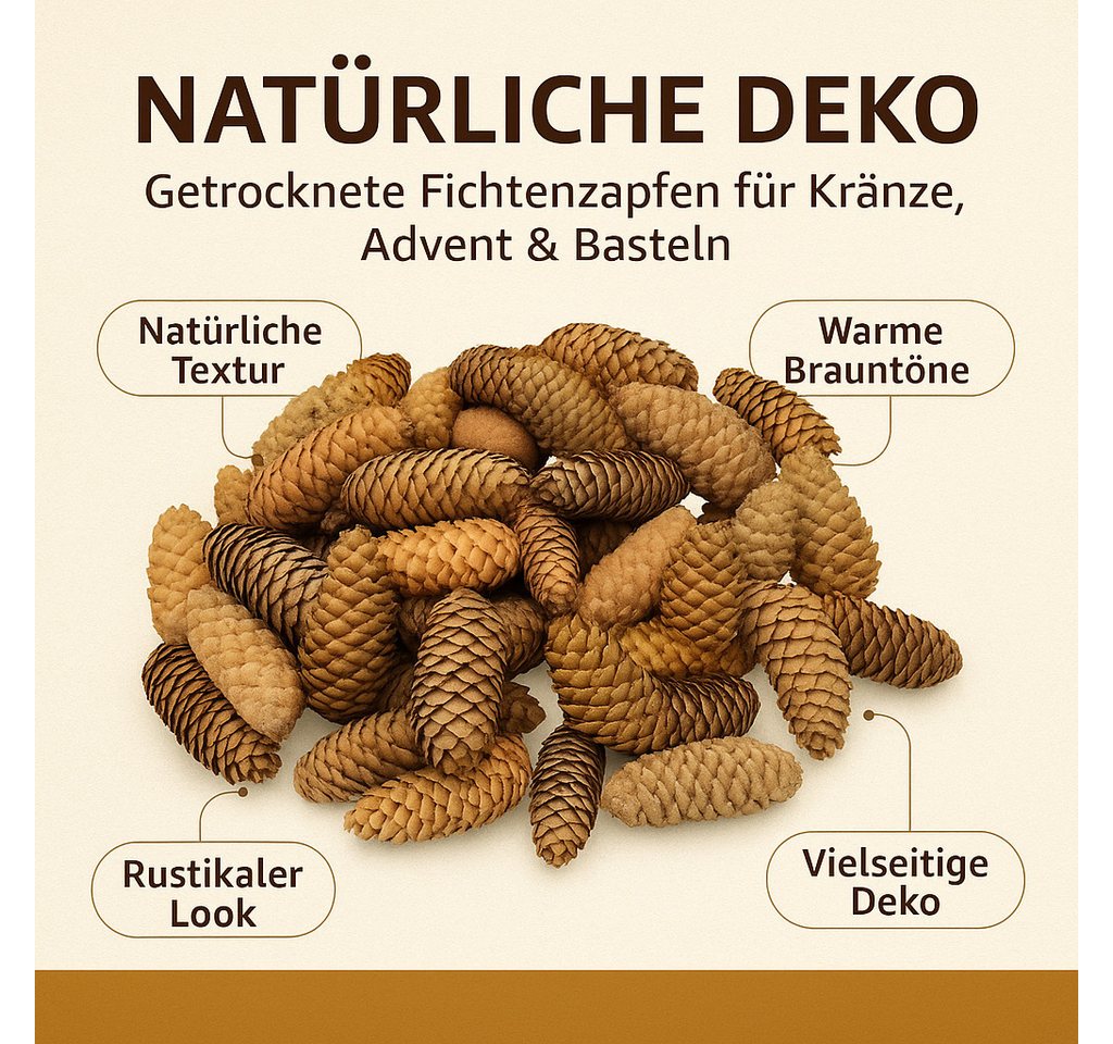 NaDeco Bastelnaturmaterial Fichtenzapfen in Natur, 1kg Picea abies Bild 3