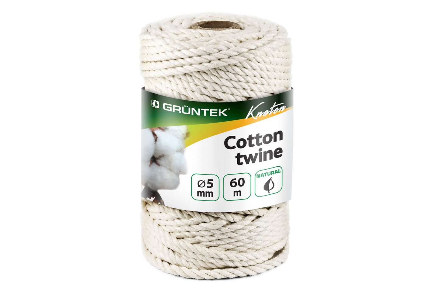 GRÜNTEK Pflanzschnur Baumwollschnur 5 mm, 60 Meter, Bindegarn, Kordel, Baumwolle (1-tlg), Bastelschnur, Naturfarbe, 100% Baumwolle (0,23€/Meter) Bild 4