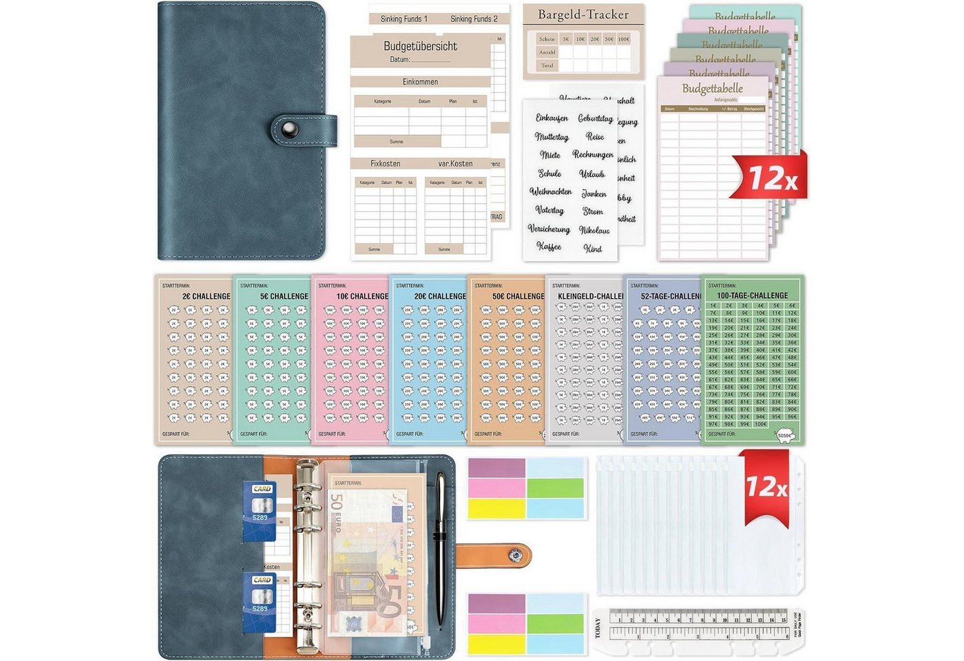 LuxusKollektion Notizbuch Budget Planner Deutsch Startset mit 8 Sparchallenges A6 Finanzplaner