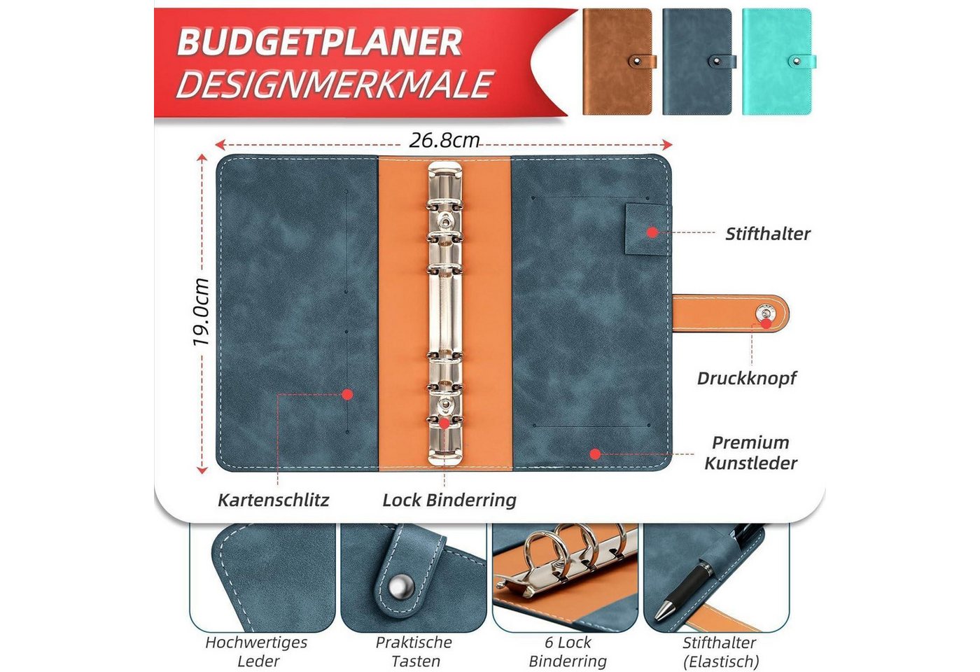 LuxusKollektion Notizbuch Budget Planner Deutsch Startset mit 8 Sparchallenges A6 Finanzplaner Bild 5