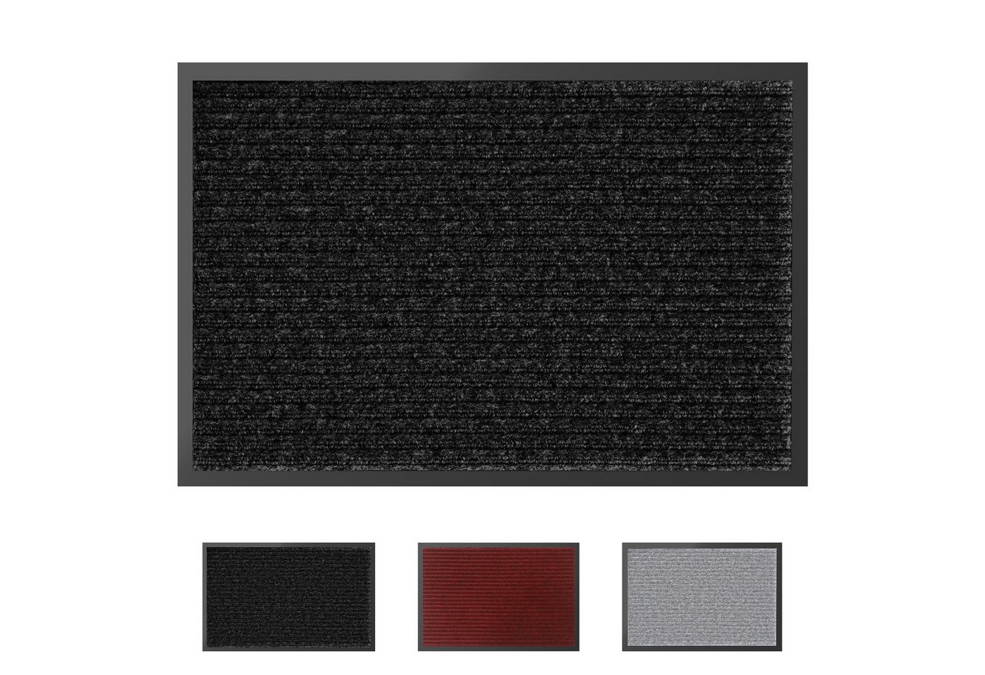 SunJas Fußmatte Schmutzfang‑Eingangsmatte rutschfest für Innen & Außen, Rechteckig, Höhe: 6 mm, gestreifte Fußmatte mit Gummirand für Haustür, Terrasse Bild 5