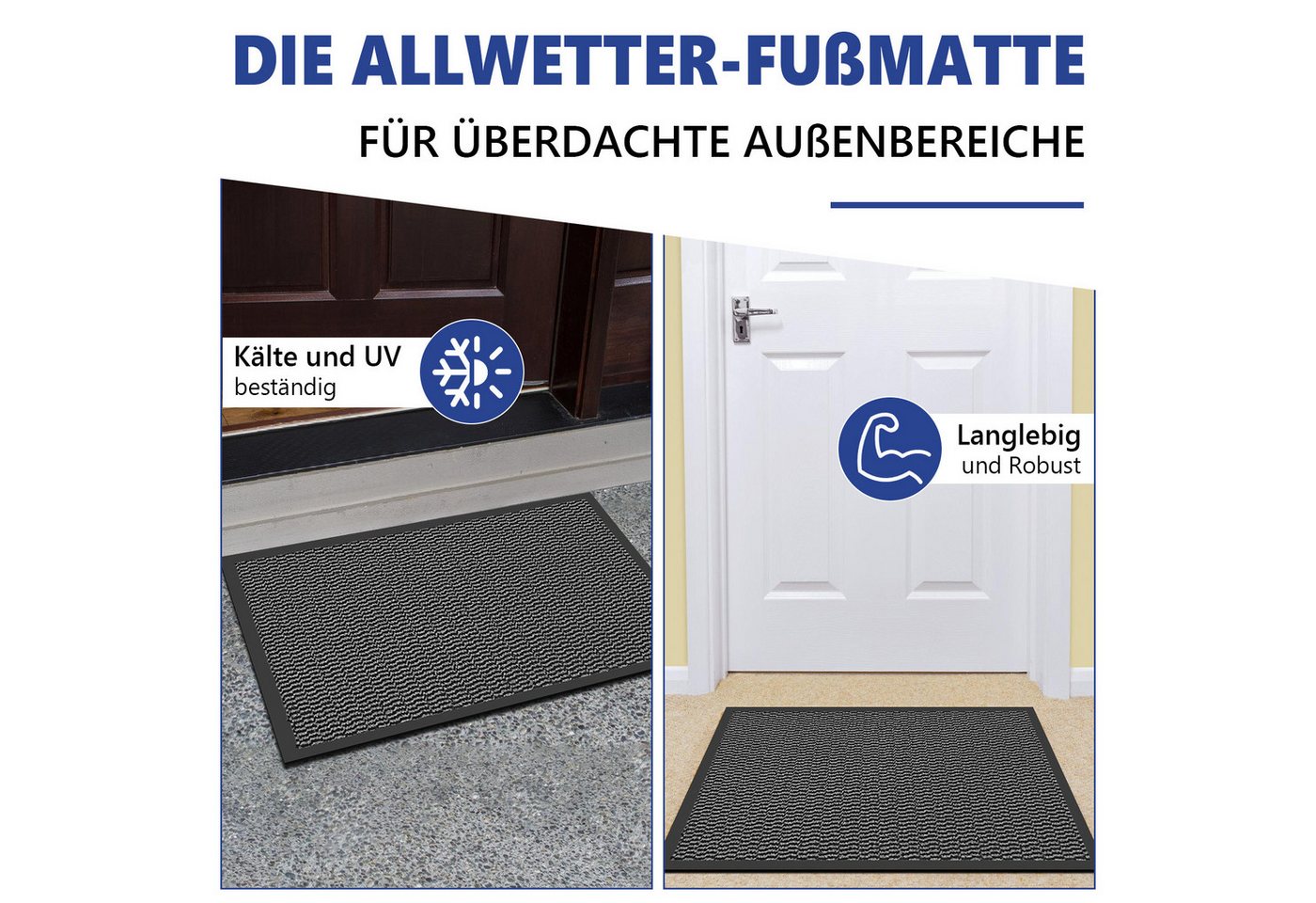 SunJas Fußmatte rutschfeste schmutzfangmatte für Innen & Außen, Rechteckig, Höhe: 5 mm, Eingangsmatte,Fußmatte,Türmatte,waschbar,rutschhemmend