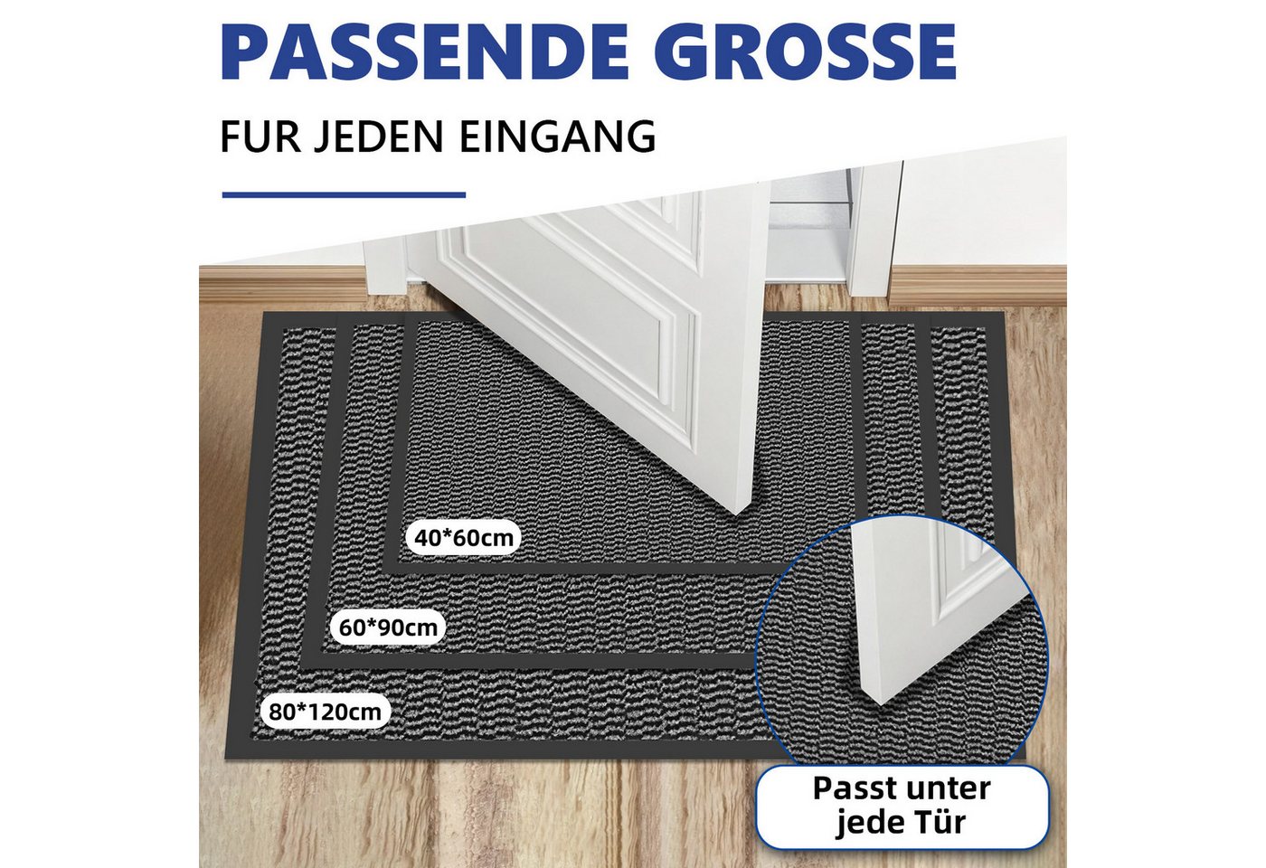 SunJas Fußmatte rutschfeste schmutzfangmatte für Innen & Außen, Rechteckig, Höhe: 5 mm, Eingangsmatte,Fußmatte,Türmatte,waschbar,rutschhemmend Bild 3