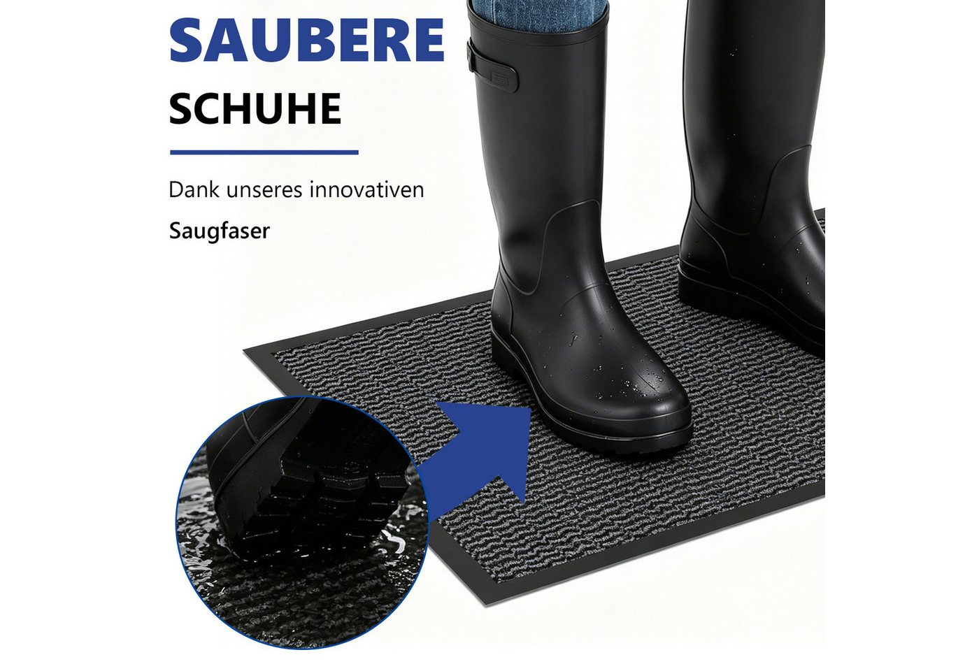 SunJas Fußmatte rutschfeste schmutzfangmatte für Innen & Außen, Rechteckig, Höhe: 5 mm, Eingangsmatte,Fußmatte,Türmatte,waschbar,rutschhemmend Bild 5