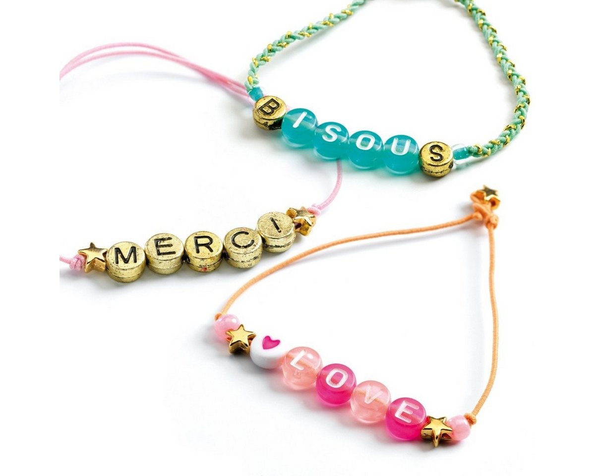 DJECO Kreativset Schmuck basteln: Buchstaben Buchstabenperlen Namenskette