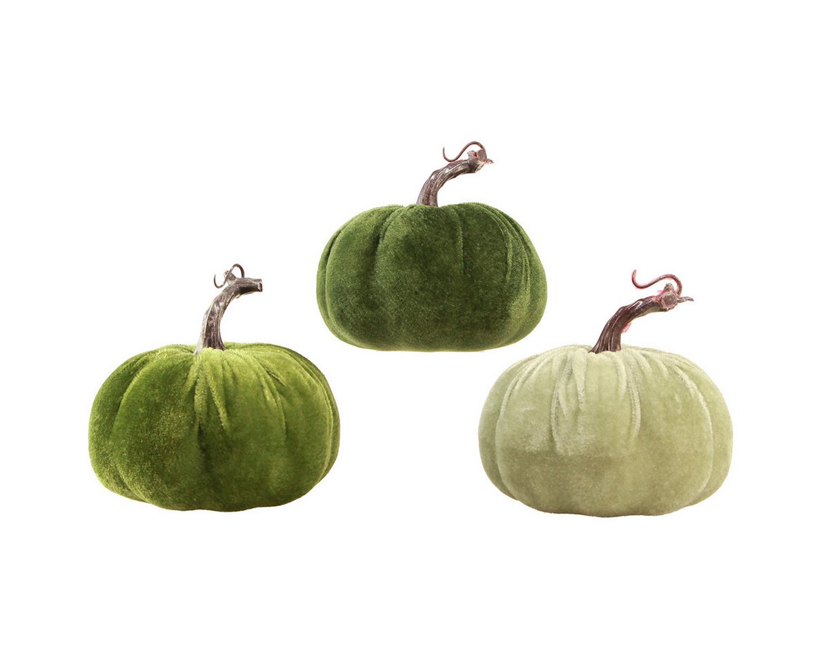 Florists Products Streudeko Herbstdeko Künstlicher Kürbis Set Hellgrün Dunkelgrün Ø13cm, 3 Stück