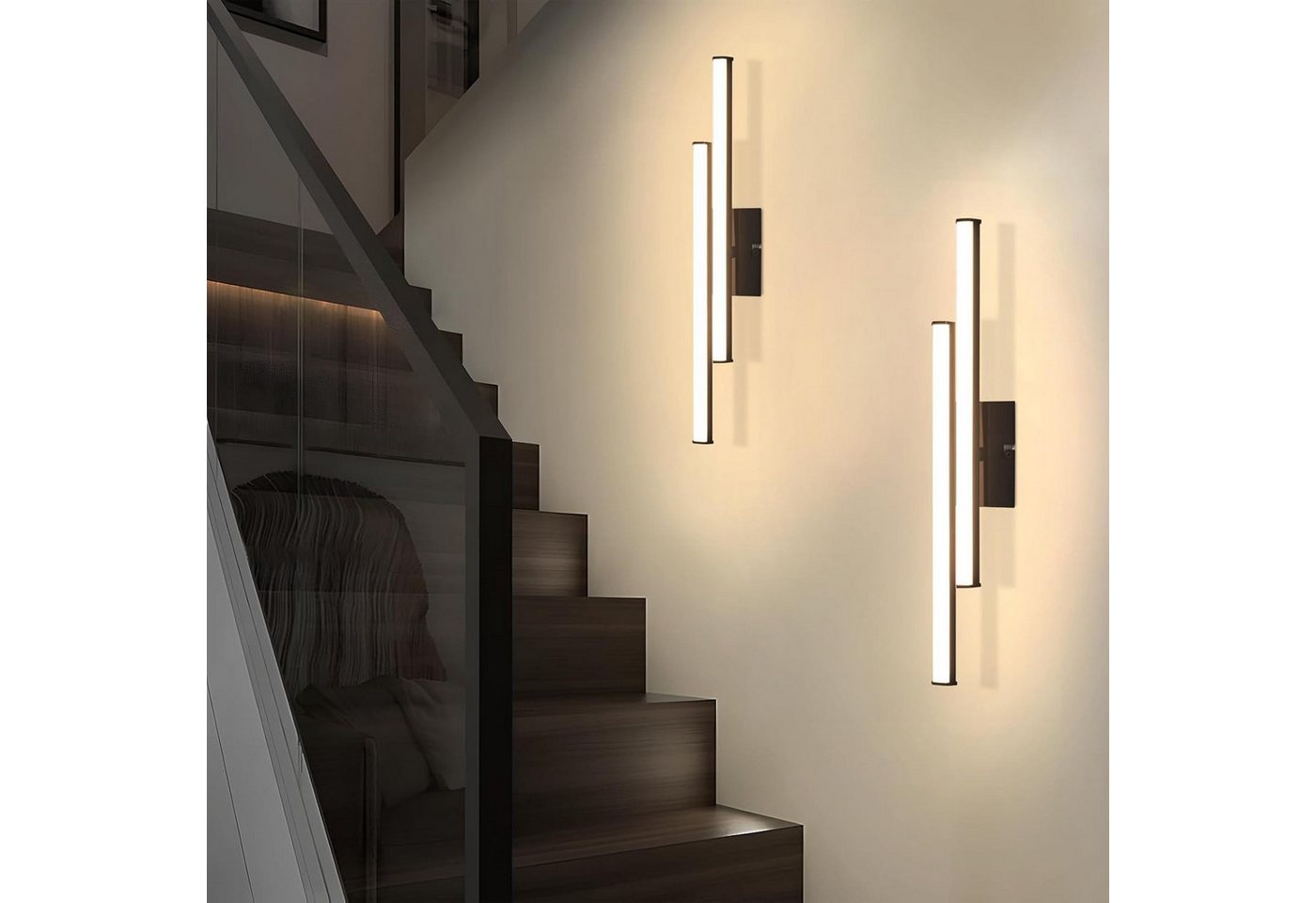 Nettlife LED Wandleuchte Modern Schwarz Innen 6/12/18/27W 3000K Flur Wandbeleuchtung, LED fest integriert, Warmweiß, Wandlicht für Wohnzimmer Schlafzimmer Küche Bild 2