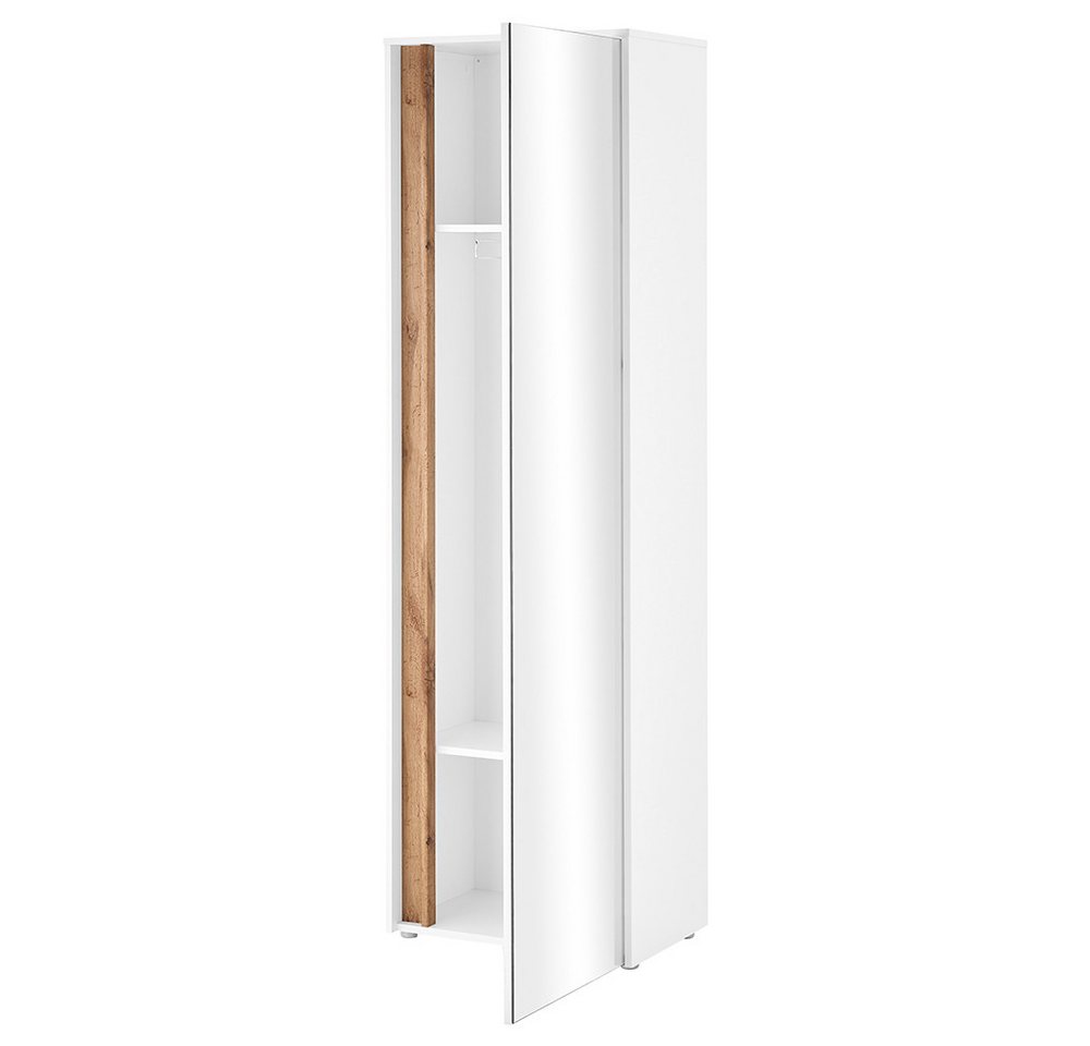 Lomadox Garderobenschrank CRISP-61 in weiß mit Wotan Eiche Nb., 1 Spiegeltür, 60 cm breit Bild 4